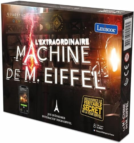 Lexibook, La Machine de M. Eiffel, Jeu d'énigmes interactif Tour Eiffel, 6 Posters et Application Mobile QUAESTYO Inclus, JE10FR