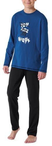Schiesser Jungen Schlafanzug Set lang - 100% Organic Bio Baumwolle - Größe 140 bis 176, Indigo_181992, 152