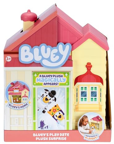 Bluey Play Date Plush Surprise, Decorate House With Stickers, Attach the Play Time Sign, Then Open the Door for a Surprise Plush to Appear, Which Plush Will You Get?