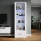 SONNI Glasvitrine mit Led Beleuchtung schwarz/weiß, Hochglanzfront,mit 4 Einlegeböden und 1 Schublade.Standvitrine, Wohnzimmer Vitrine, Vitrinenschrank, W550xD350xH1720mm
