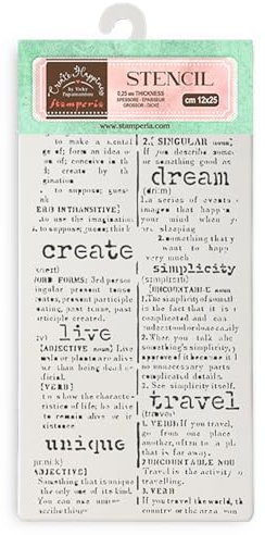 Stamperia - Thick Stencils for Scrapbooking, Albums, Card Making, Bullet Journalling and More, Dictionary, Flexible Material, Easy to Clean, Perfect for Hobbies, Crafts and Gifting (Secret Diary)