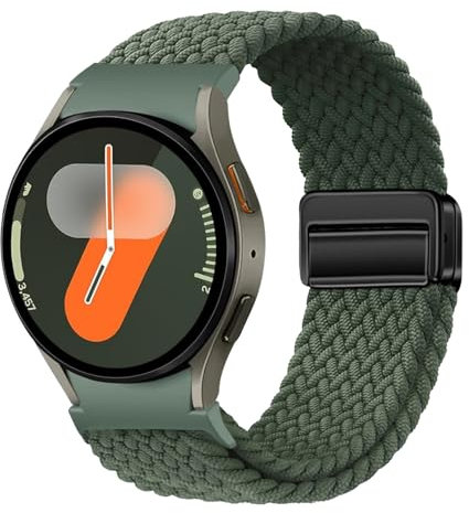 Geflochtenes Armband Kompatibel mit Samsung Galaxy Watch 7 6 5 4 40mm 44mm/6 Classic 43mm 47mm/5 Pro 45mm No Gap Armband mit Magnet Galaxy Watch Band für Damen Herren(Dunkelgrün)