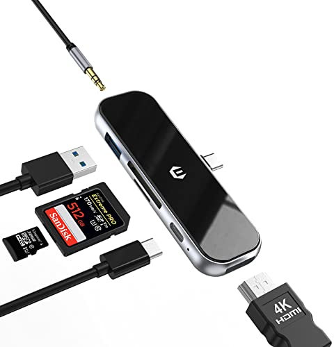 BIGBIG WON USB Port, USB C Hub LAN, Multiport Adapter USB C for Surface, Dell, HP, Lenovo, XPS and More Type C Devices, 6 in 1 USB C Ethernet Adapter with 100 W PD