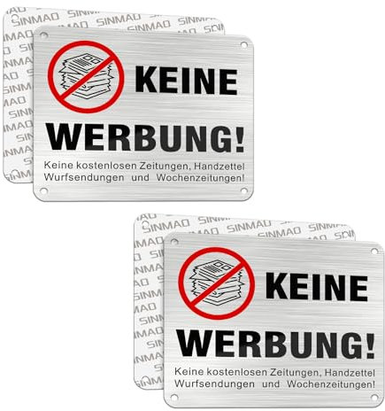 Alu Gebürstet Aufkleber Keine Kostenlosen Zeitungen und Reklame Einwerfen 15x12cm, Keine Werbung Briefkasten 2er-Pack