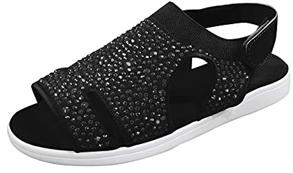 AMDOLE Damen Schuhe Sale Wide Fit Sandals For Women & Women Zehen Frauen Schuhe Sandalen Schlaufe Keil Haken Netz- atmungsaktive Damen-Sandalen Damenschuhe Schwarz Elegant Keilabsatz (Black, 37)