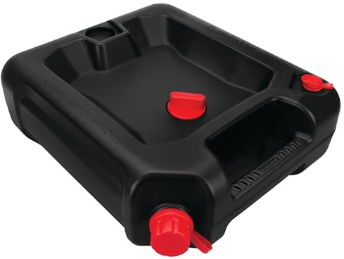 Performance Tool W4077 16-Quart Oil Drain Container, Deep Drain Well, Integrated Handle, Sealing Rubber Gaskets, Black