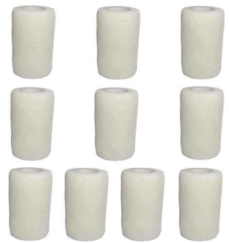10 Rollen Selbstklebender Verband Elastische Tape Wasserfest Binde Haftbandage Pflasterverband Fixierbinde für Knie Beine Hand Wrist und Sprunggelenk 7.5cm x 4.5m (Weiß)