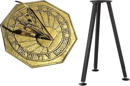 ANTIQUEMEDIEVAL Klassische achteckige Sonnenuhr aus Messing mit Ständer