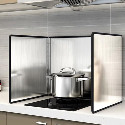 YCOLX Acier Inoxydable Plaque Anti Projection Cuisine Pliable Protection D'écran Anti-éclaboussures Plaque Anti-Projections de Cuisson(50 * 50 * 50cm)