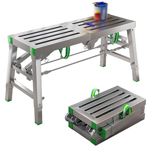 Tragbares Klappgerüst, Arbeitsbühne, Turm, robuste Gerüstbank für Decke, 400 kg Tragkraft, verstellbare Höhe, B 180 x 30 cm