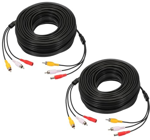PATIKIL Power Cable 98.4Ft, 2 Pcs 2.1mm x 5.5mm RCA Male to Male Pigtail Barrel Plug Connector Cable for CCTV Security Camera Lighting Power Adapter, Black