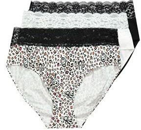Ulla Popken TruYou by Damen große Größen Übergrößen Plus Size TruYou by Midislips, 3er-Pack, Spitze, Uni/Leomuster 835011