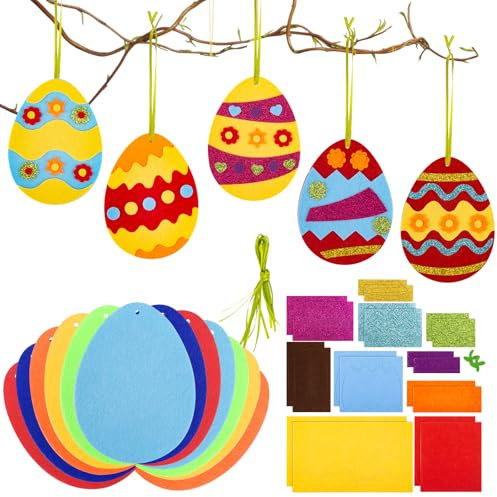 Joxessaien 12 Stück Ostereier Basteln Kinder, 6 Farbe EVA Osterdeko, Oster Bastel Set, Osterdeko Selber Basteln, Moosgummi Bastelkoffer Kinder, Ostergeschenk