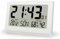 Lafocuse 10 Reloj de Pared Digital LCD Pantalla Grande, Silencioso Reloj Digital Pilas de Sobremesa con Temperatura, Humedad, Fecha, Alarma, Snooze, 12/24 Horas, para Salon Cocina Oficina, Blanco