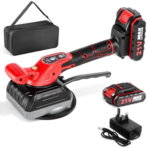 Tile Vibration Tool, Cordless Tile Vibration Leveling Machine with 2Pcs 21V Batteries, Automatic Leveling Tiling Machine 200kg Adsorption Professional with 5 Adjustable Gears for Laying Tiles