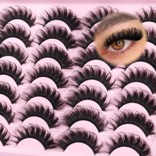 Falsche Wimpern Flauschige Wimpern Katzenauge Dramatische Lange Faux Nerz Wimpern 20MM 8D Dicke Wimpern Fuchsauge Flauschige Volumen Streifen Wimpern Wispy Falsche Wimpern D Curl 14 Paare von Lvmixwig