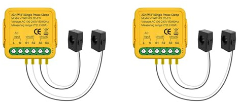 Kznifmk 2X Tuya WiFi Power Meter Monitor 2CH Monitoraggio della Corrente di Energia nel Tempo Reale Notifiche di Automazione Smart Life