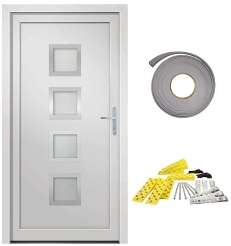 Kangqiling - Puerta de entrada blanca 98 x 200 cm de PVC, 3187845