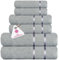 Casa Copenhagen Eternal 6-teiliges Handtuchset, Grauviolett, 500 g/m², 2 Badetücher, 2 Handtücher, 2 Waschlappen aus weicher ägyptischer Baumwolle für Badezimmer, Küche und Dusche