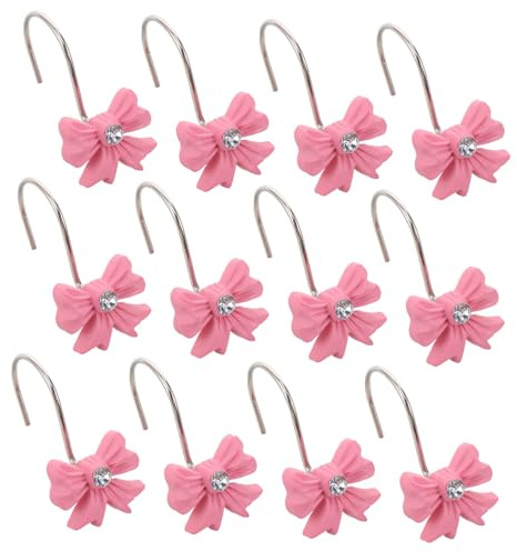 Ganchos Decorativos de Lazo en Resina Rosa, 12 Piezas