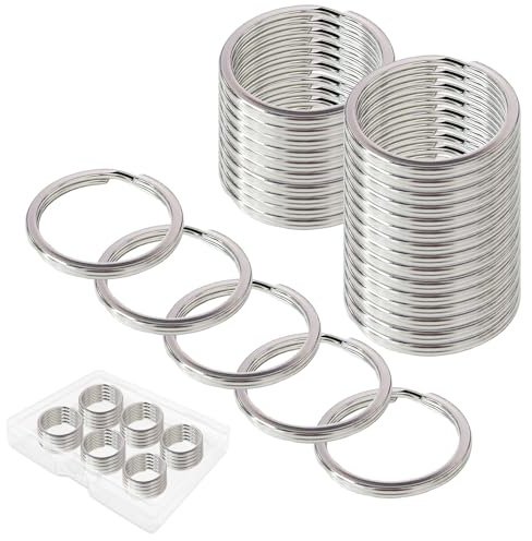 30Pcs Keyrings Flat Key Rings 30mm Diameter Metal Split Rings Stainless Steel Heavy Duty Key Ring Hoop for Keys Organization and DIY Crafting
