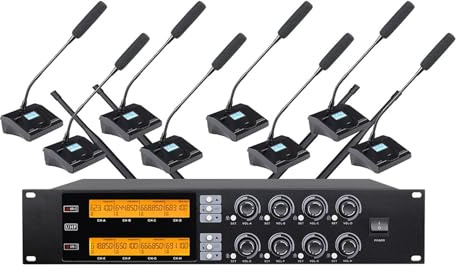 Wireless Intercom, Professional UHF Wireless Microphone 8 Channel Handheld Microphone Lavalier Microphone Stage Performance Conference Microphone(Conference)
