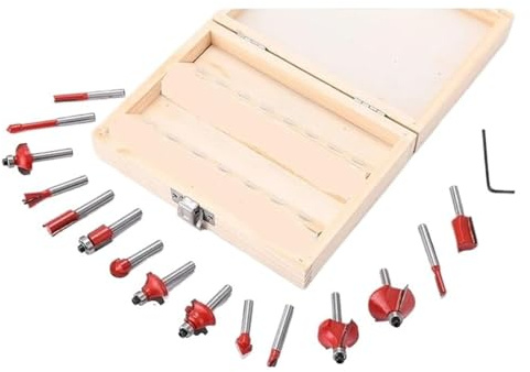 ainih Kit de 15 fraises for défonceuse à bois, tondeuse électrique, fraiseuse, gravure, rainurage, machine coupe