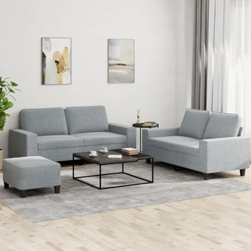 WEMYUFURN 3-Sitzer Sofa mit Hocker L-Form Eckcouch Wohnzimmer Garnitur Modern Bezug Strapazierfähig Atmungsaktiv