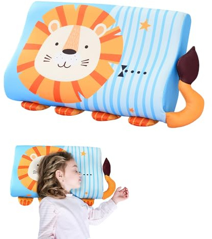 RNPKZ Schlummerkids Kissen, Calmly Kinderkissen, Schlummerkids Ruhiges Kissen für Kinder, Atmungsaktiv Calmly Kinderkissen, Ergonomisch Schlummerkissen Kinder für Besseren und Gesünderen Schlaf (Löwe)