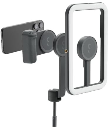 ShiftCam Travel and Creator Kit – MagSafe-Compatible Mobile Creator Bundle for iPhone and Android, Compact Phone Grip, Adjustable LED Light, Extendable Bluetooth Tripod for Vlogging