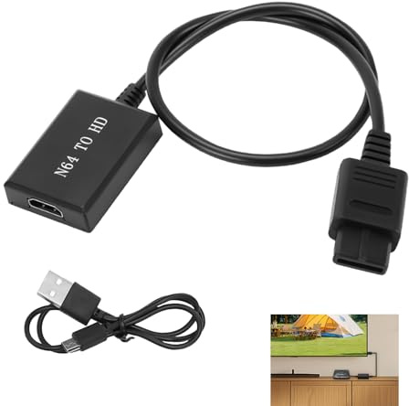 N64 to HDMI Adapter for GameCube SNES SFC, HDMI adapter Value N64 Converter Cable Retro Console 1080P HD Video Upscaler with 16:9 Output HDTV Monitor Projector, Plug and Play AV Link with USB Power