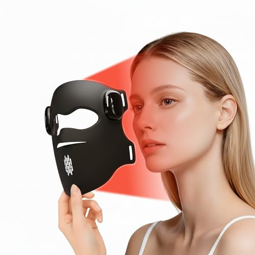 Warmforwel 3D LED Face Mask Red Light & Infrared - Beauty Device 4 Colours, 108 Integrated LEDs, Wireless, Food Silicone, Luminous Face Care at Home