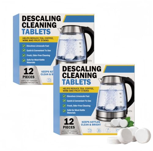2*Powerful Kettle Descaler Tablets & Limescale Remover,for Daily Use | Fast-Acting Odour-Free Descaler for Kettles,Coffee Machines,Shower Heads,Safe Kettle Cleaner and Lime Scale Remover Tablets