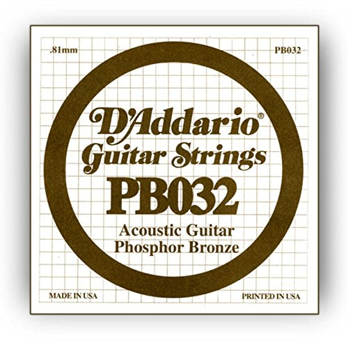 D'Addario PB032 .032 Phosphor Bronze Wound for Acoustic Guitar Single String