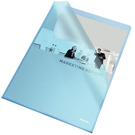 Esselte Sichthüllen-Set Standard Plus, 100 Stück, A4 Format, Blau mit matter Oberfläche, 0,115 mm PP-Folie, 54837
