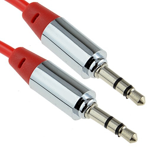 kenable Pro Metal 3.5mm Jack to Jack Stereo Audio Cable Male to Male AUX Lead for Speakers Headphones MP3 Tablets Phones Red 1m