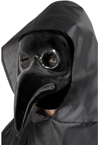 Smiffys Authentic Plague Doctor Mask, Black , Halloween Carnival of The Damn Fancy Dress, Halloween Dress Up Masks