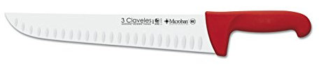 3 Claveles Cuchillo Carnicero Alveolado Proflex, Acero Inoxidable, Rojo, 30 cm-12