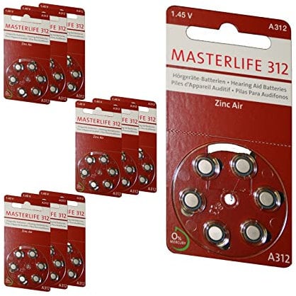 MASTERLIFE HÖRGERÄTE BATTERIEN Typ 312 PR41 braun A312 Batterie (60)