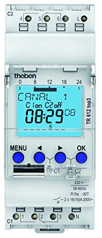 interrupteur horaire - digital - 24h / 7j - 2 modules - 2 contacts - 230v - compatible obelis - theben 6120403