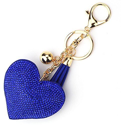 LCHULLE Glitzer Schlüsselanhänger Herz Anhänger Kristall Strass Schlüsselring Herzanhänger Bling Glitter Keychain Schlüssel Anhänger Bling Kristallstrass Taschen Koffer Rucksäcke Zubehör Blau