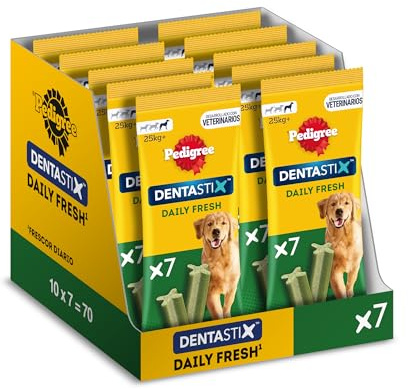 PEDIGREE Pack von Densex frisch für den täglichen Gebrauch für die Zahnreinigung und gegen den schlechten Atem großer Hunde (10 Packungen von 7UD)