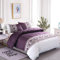 WONGS BEDDING Set Copripiumino Viola King Size 3 Pezzi Copripiumino Trapuntato Viola Trapuntato e Stampato Copripiumino con Cerniera Cravatte e 2 federe per Cuscini 220 * 230 cm