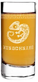 Herz & Heim® Tequila Shot Glas mit Gravur des Wunschnamens - mexikanische Motive zur Auswahl Chamäleon