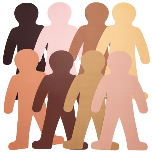 Baker Ross AW758 Skin Tone People Cut-Outs - Pack of 56, 120gsm, 26.5cm, Assorted Colours, Paper Shapes, Classroom Projects