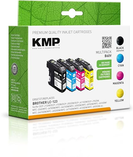 KMP Tintenpatrone passend für Brother LC123BK, LC123C, LC123M, LC123Y Multipack - B60V - für DCP-J132W DCP-J152 DCP-J172W DCP-J552DW DCP-J752D... etc.