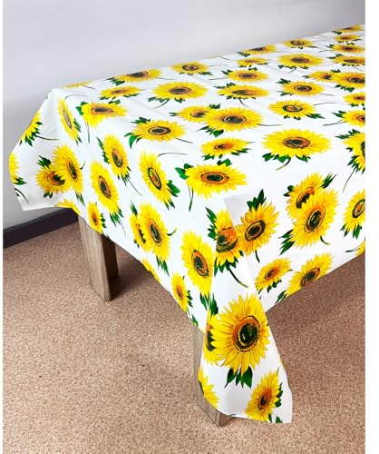Wachstuchtischdecke 140x110 cm | Wachstischdecke mit wasserabweisender und lebensmittelecht PVC-Beschichtung | Outdoor-Tischdecken für Garten und Küche | Tischdecke wetterfest | Sonnenblumen