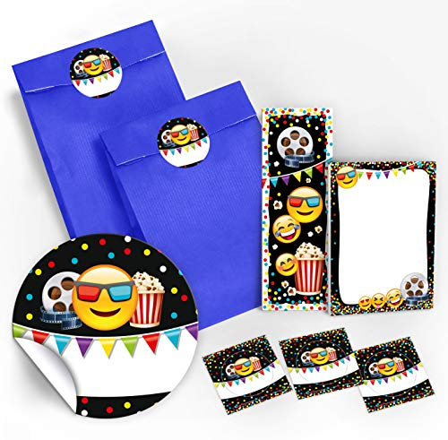 JuNa-Experten 12 Lesezeichen + 12 Mini-Notizblöcke + 12 Geschenktüten/dunkelblau + 12 Aufkleber Kino Cinema-Party Mitgebsel Gastgeschenk beim Kindergeburtstag Jungen Mädchen