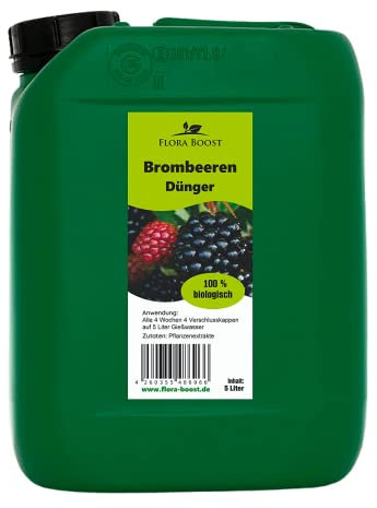 Konfitee Brombeeren Dünger Flora Boost 5000ml I Für bis zu 1000L Gießwasser I Obst- & Beerendünger für Brombeeren I Flüssiger Blatt- & Wurzeldünger I 100% natürlicher Pflanzendünger