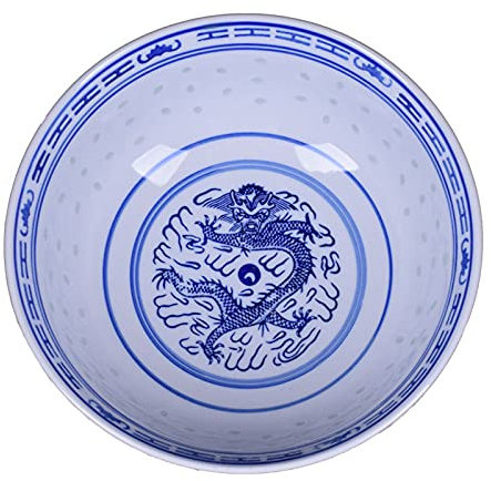 Lihuzmd Bols de Nouilles Ramen en céramique, Dessert rétro Chinois en Porcelaine Bleue et Blanche, Soupe, céréales, Riz, Udon, Bol de Nouilles asiatiques,5in,2PCS